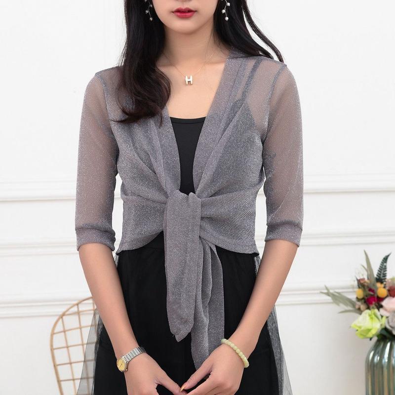 Áo Khoác Khăn Choàng Nhỏ Áo Cardigan Nữ, Ngắn, Lưới, Ngoại Cỡ, Ren Che Phủ, Có Thể Mặc Ngoài Trời, Mùa Hè 2024, Hơn 6,000 HTK 7