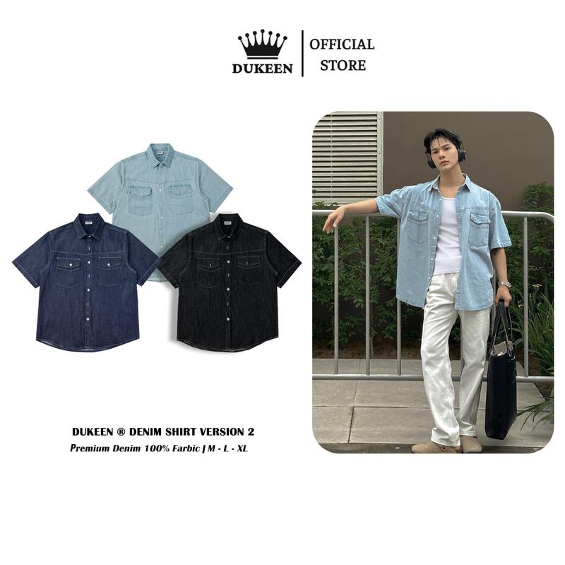 Áo Sơ Mi Demin Ngắn Tay Nam Nữ Oversize Chất Liệu Jean Mềm Mịn Phong Cách Hàn Quốc SM056 Menwears