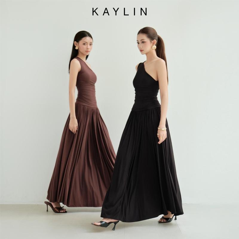  Set KAYLIN Evara Áo Kiểu Lệch Vai Phối Chân Váy Maxi Chất Vải Thun Cotton Lụa Phong Cách - SET53T9 Women Set 