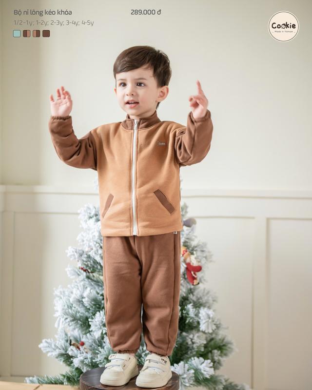 Bộ Quần Áo Hoodie Cookie Nỉ Lông Kéo Khóa Siêu Dày Cho Bé size từ 1/2-1y đến 4-5y, chất nỉ lông