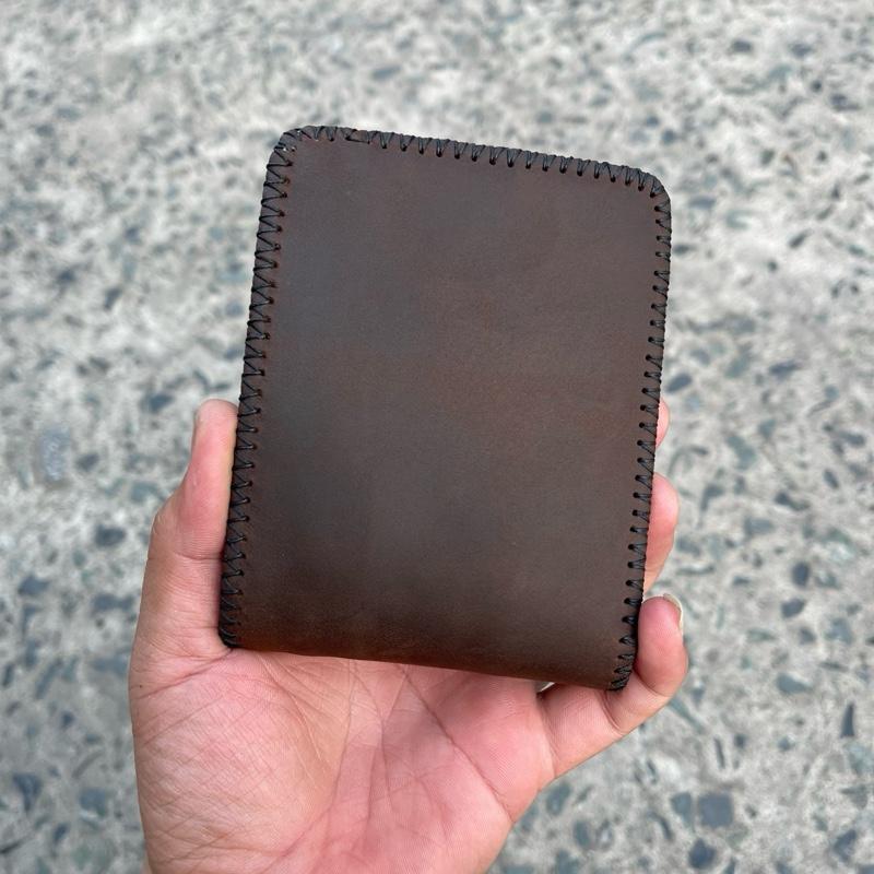 Ví Nam Da Bò  Sáp ngựa điên Thủ Công – Size Chuẩn 9.5x12cm – Full Da