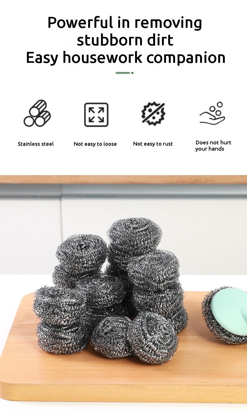 Product Introduction of Stainless Steel Cleaning Ball with Handle, 20 Pieces Steel Wool Ball Set with Handle, Large Steel Wool Ball Brush for Kitchen Pot Cleaning 1