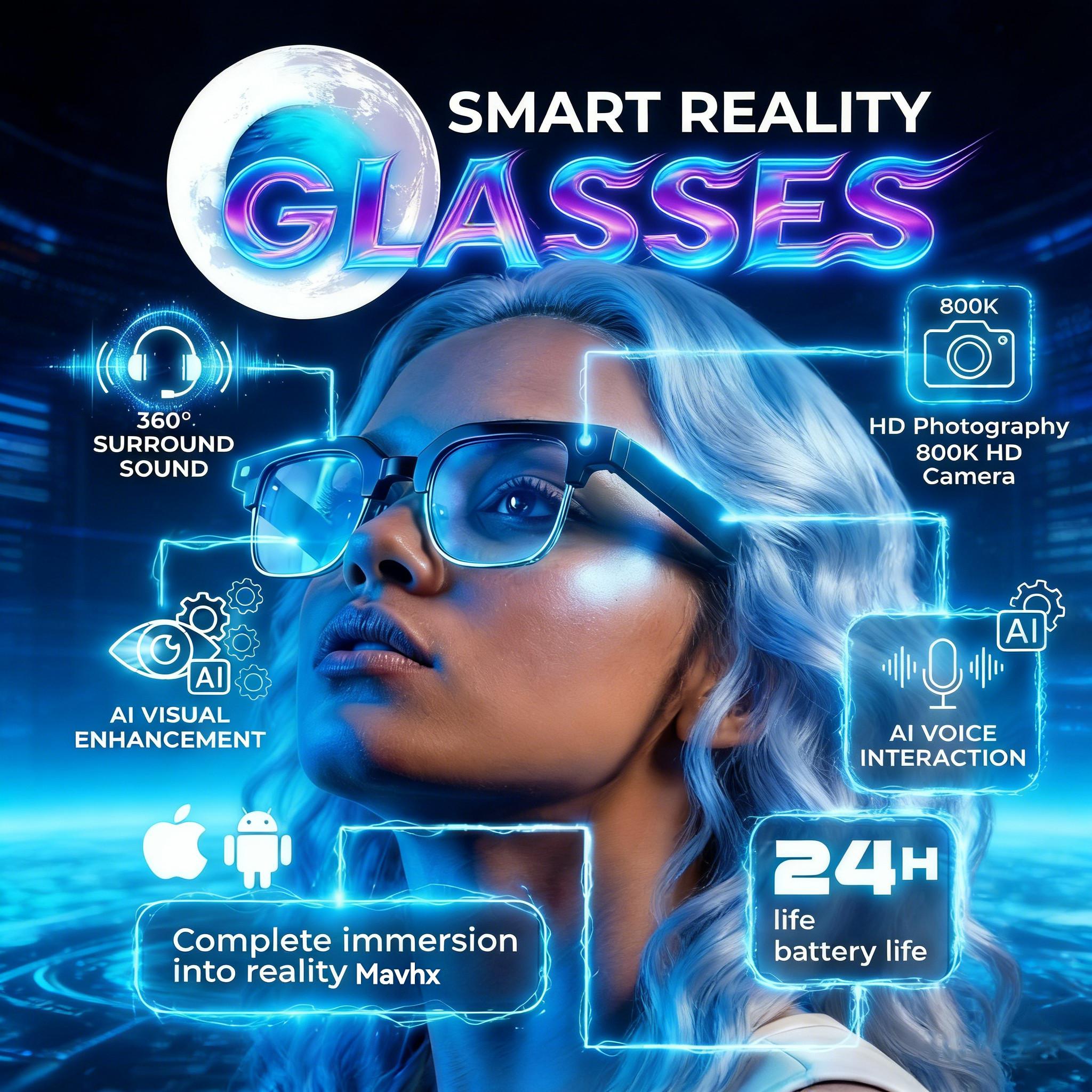 New 800W Camera Smart Glasses 4K HD Video 4GB Memory BT Call Voice Assistant Translate Touch Control Music sunglasses Men Women - Image 6