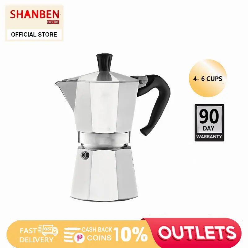 Máy pha cà phê nồi Moka, SHANBEN, Cà phê và trà, Espresso, Có sẵn trong ba kích cỡ, Đồ cần thiết