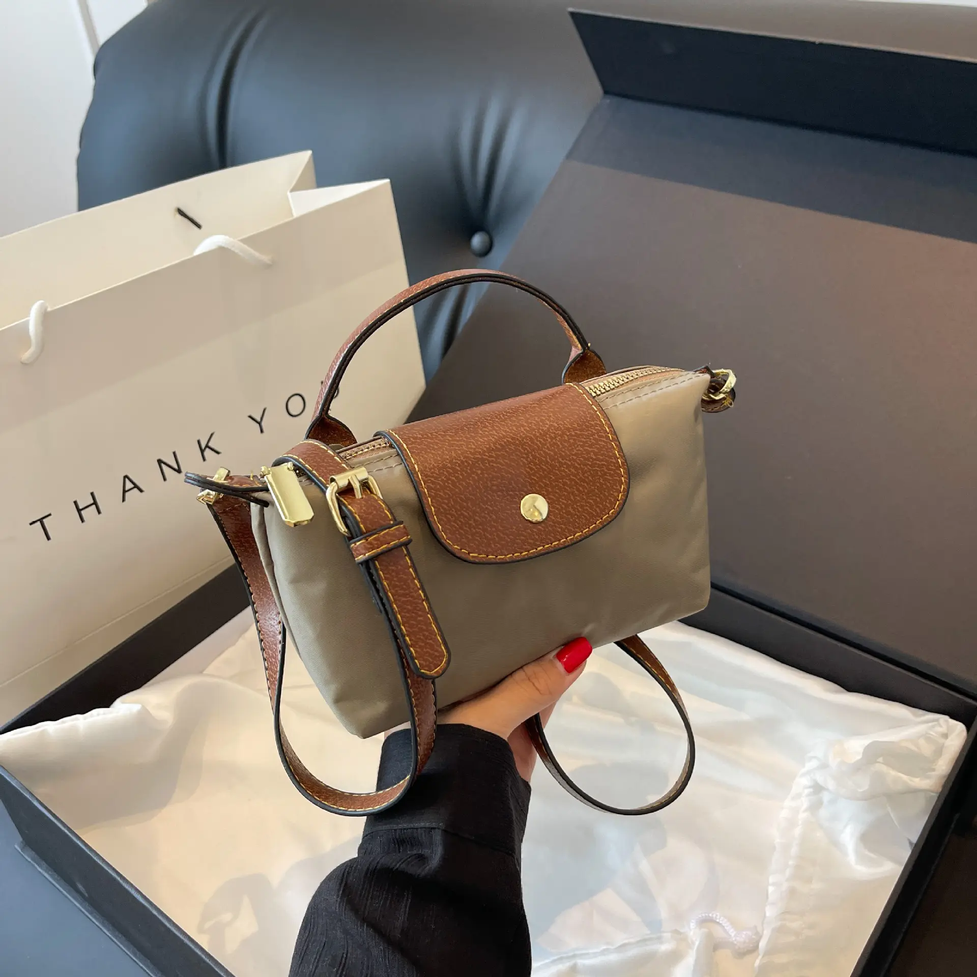 Cross-Border 2024 New Nylon Dumpling Bag Women's Small Dragon Mini Shoulder Patchwork Handbag High-Grade Shoulder Messenger Bag