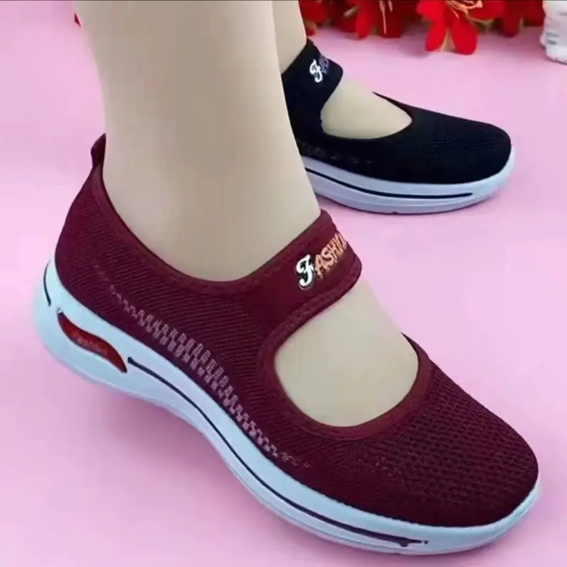 Giày vải, Phong cách Bắc Kinh cũ, dành cho phụ nữ và mẹ, thoáng khí, không trơn trượt, đế mềm, thoải mái, dệt Fly, Thích hợp cho người trung niên và cao tuổi, giày đi bộ Shoes Sneaker 1