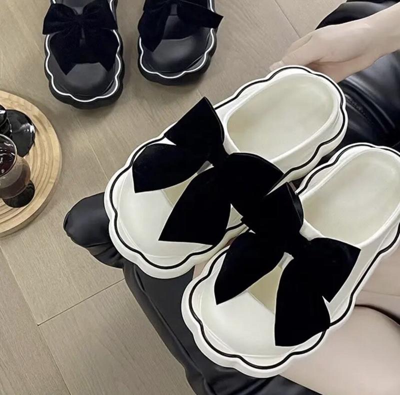  Dép sục nữ đế cao 4CM CHẤT EVA đính Nơ Tiểu Thư Cute 