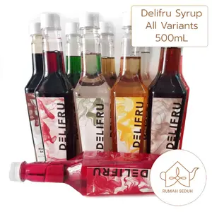 Delfiru Syrup 500mL Semua Variants - Sirup Merk Delifru Semua Rasa - Caramel Vanila Leci Hazelnut Irish Cream Cotton Candy - Sirup Kopi Teh Mocktail
