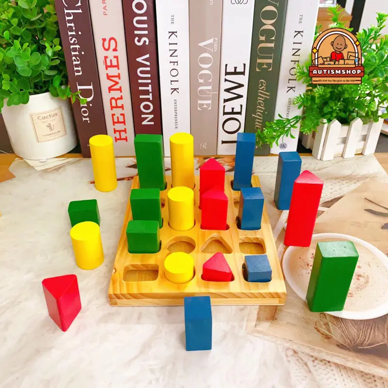 [Autismshop]Đồ chơi giáo dục montessori xếp trụ so sánh cao thấp 4