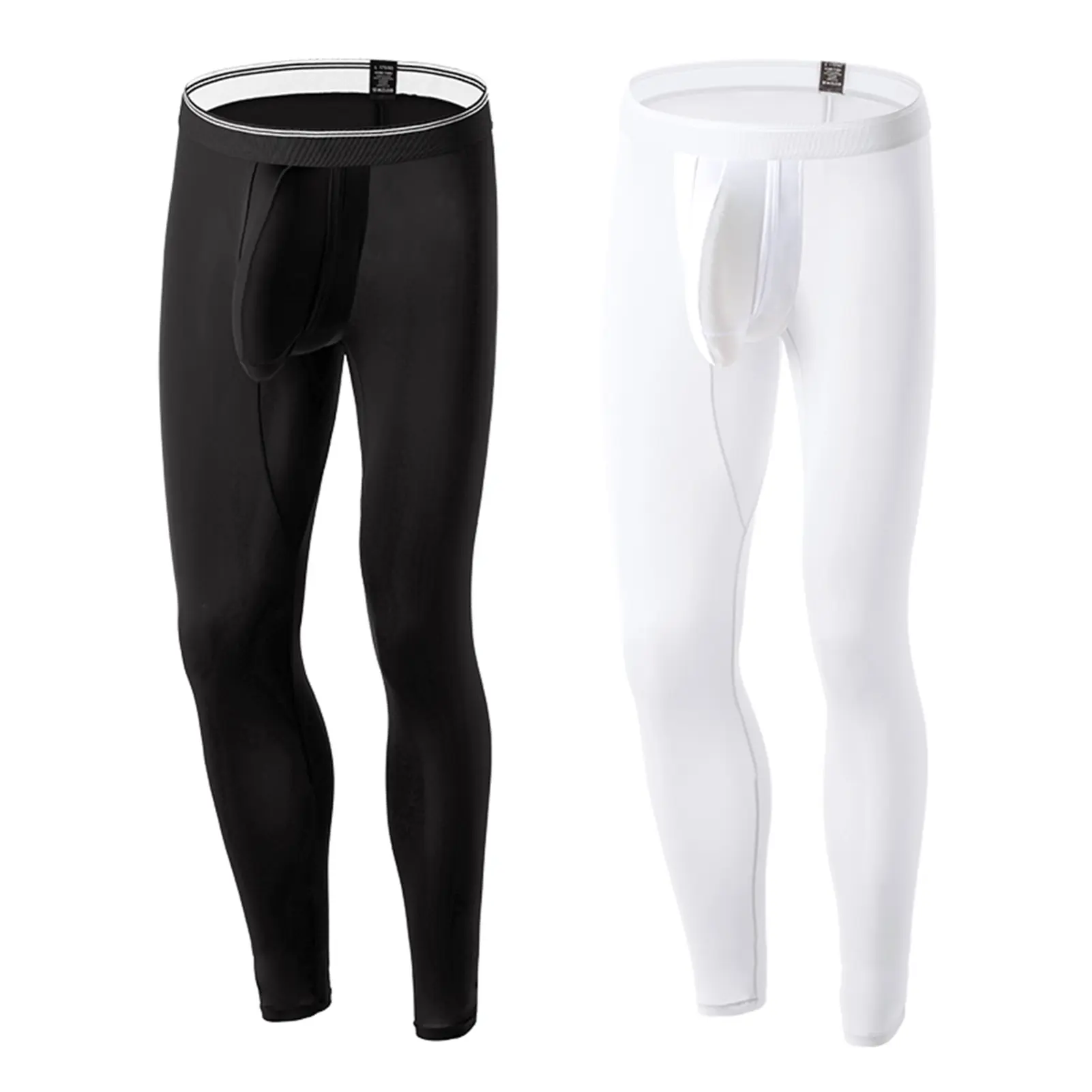 Yhong Men's Solid Color Athletic Compression Leggings Stretchy Bulge Pouch Tights Gyms Yoga Pants