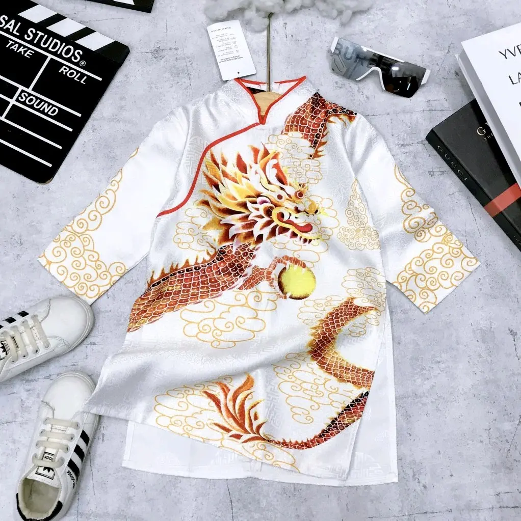áo dài cách tân bé trai gấm thượng Hải. Lưu ý không kèm quần