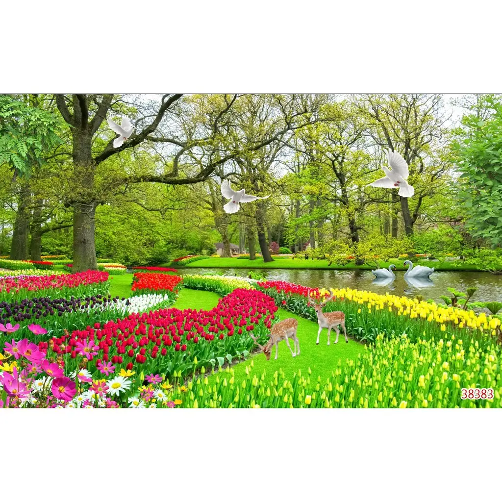 tranh dán trang trí tường 3d in vải lụa