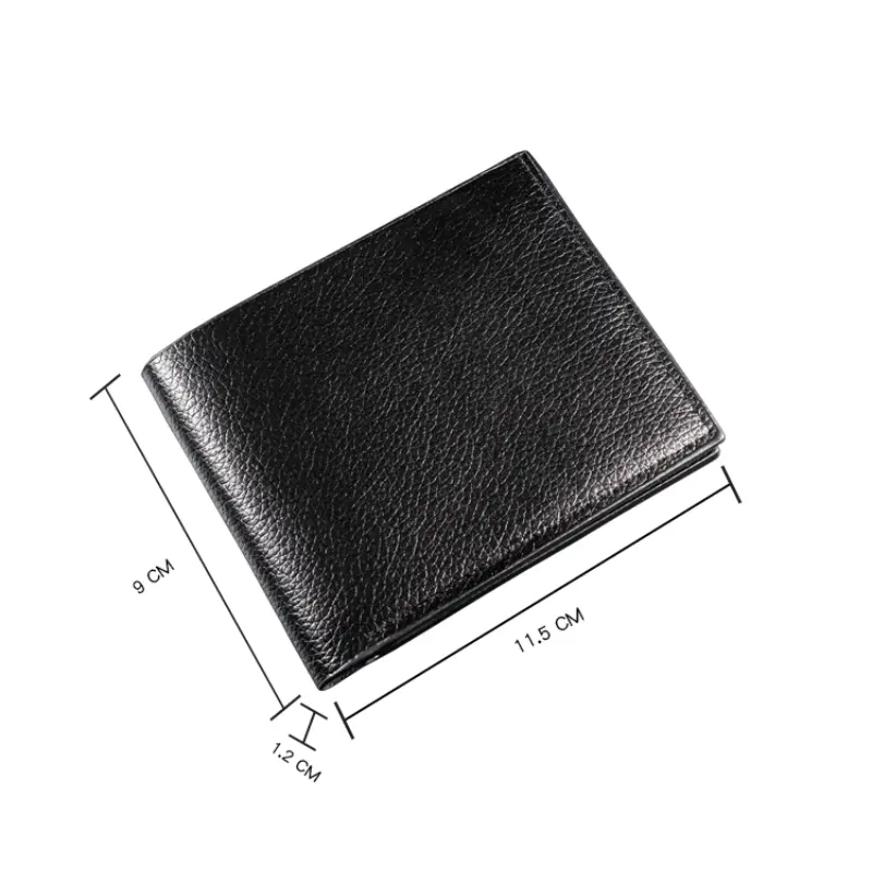 Ví nam, da thật, sản phẩm cao cấp, da bò Thật ngắn, màu đen, ví Portefeuille Homme 4