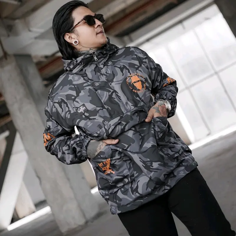 JAKET CAGOULE NAGOYA SUPPLY TERBARU JAKET PERASUT PRIA JAKET MOTOR JAKET OUTDOR Musim dingin Santai Hitam Putih Musim panas Casual Distro Keren Lembut Simple Panjang Nyaman 4
