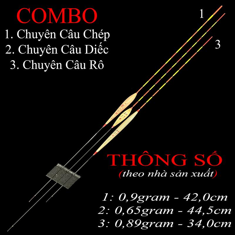  3 Phao Cỏ Câu Rô - Chép - Diếc cá nhát chì nhẹ tăm sáng phù hợp size 2m7 đến 4m5 