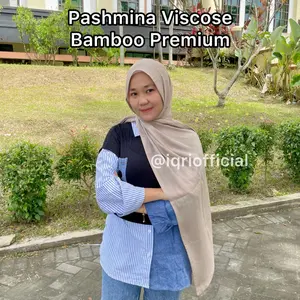 PASHMINA VISCOSE BAMBOO (GRATIS POUCH) ORI BAHAN ADEM DAN NYAMAN (IQRI HIJAB) Premium Scarf Shawl