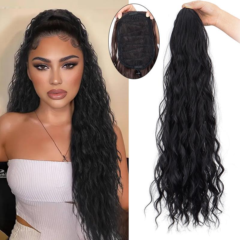 28 Inch Long Wave Claw Clip on Ponytail Hair Extension, Heat Resistant Fake Pony Tail Hair Piece for Women, Synthetic Hair Extensions for Daily Party boho  braids  human  hair blonde blonde synthetic extensions & pieces 3
