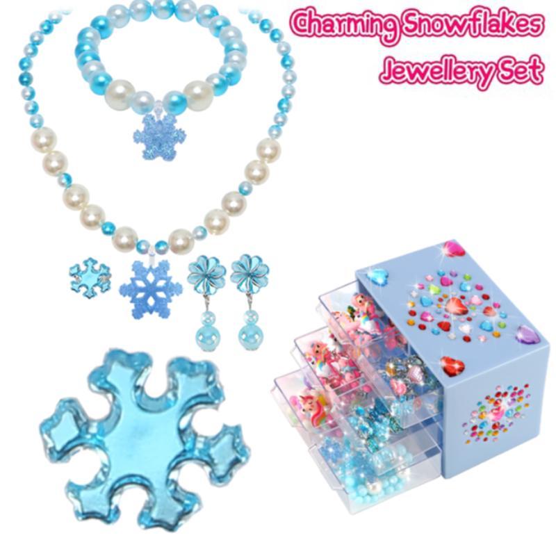 Princess Jewelry Set, 46pcs/set Including Earrings, Rings, Necklaces, Bracelets, Jewelry Storage Box, Pretend Play Toy for Girls 4