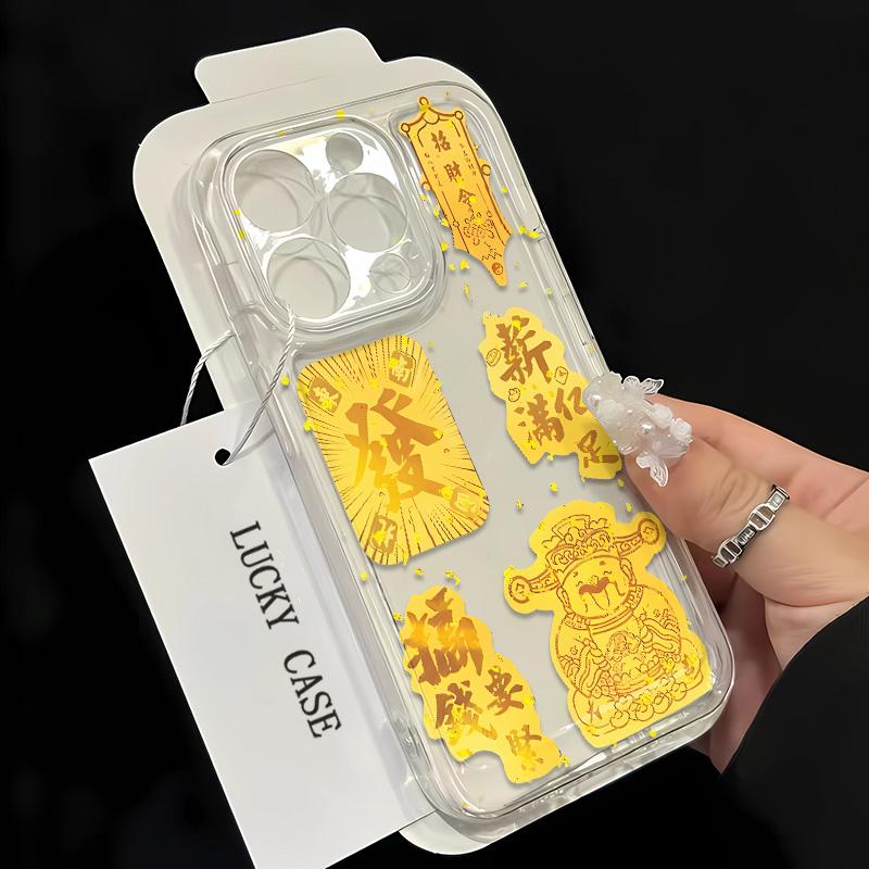 Ốp Điện Thoại Họa Tiết Thần Tài, Tương Thích Với iPhone 16, 15, 14, 13, 12, 11Pro Max, 7 / 8 Plus, XS Max, XR, X, Hình Vuông, Chất Liệu TPU Silicon Linh Hoạt, Ốp Mềm Hấp Thụ Sốc, Thiết Kế Hình Vuông 1