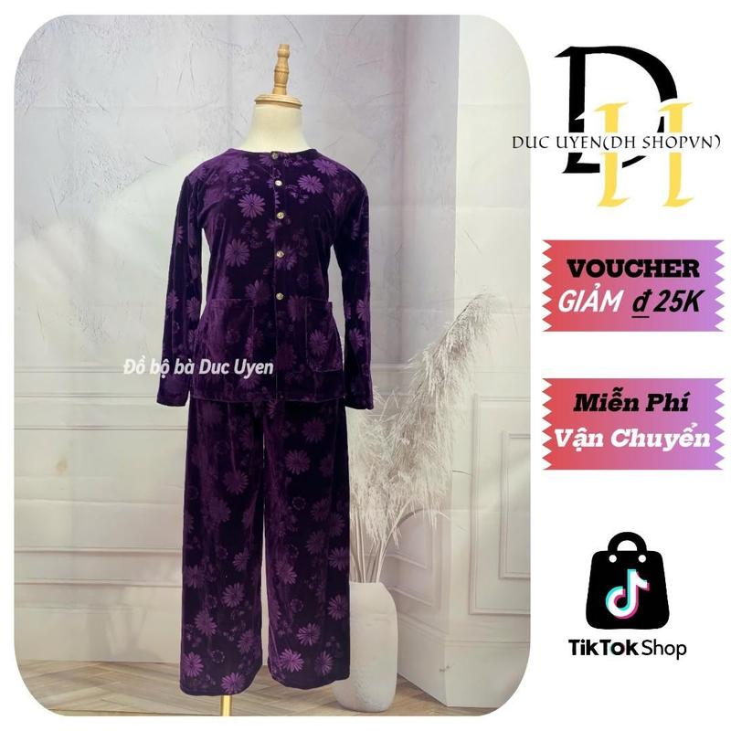 Đồ bộ bà ba cho người già chất liệu nhung hoa cao cấp, quần áo trung niên tặng bà và mẹ .