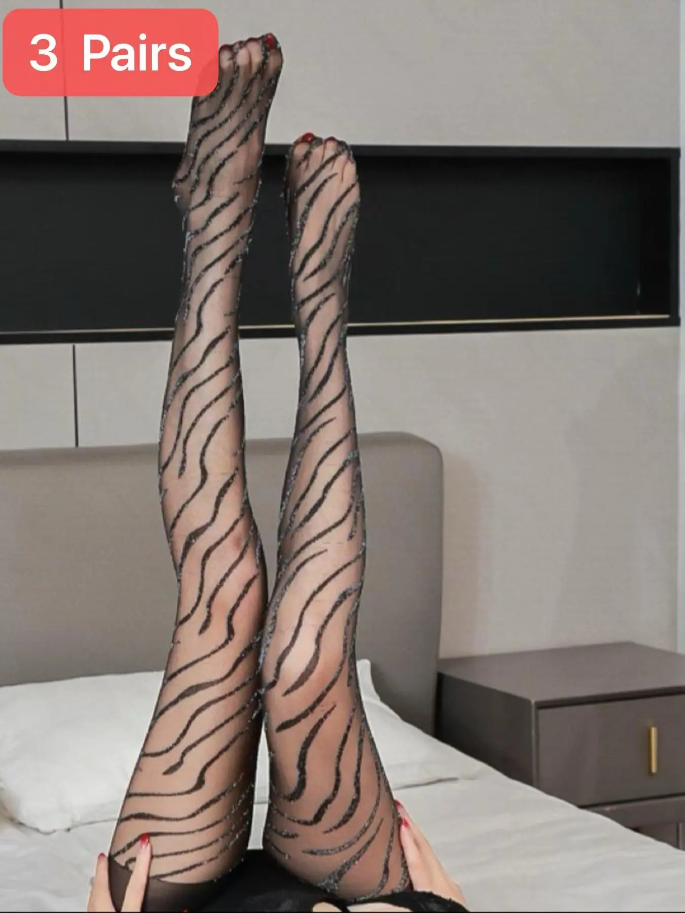 Women's Zebra Stripe Print Sheer Tights, Sexy Comfy Breathable High Stretch Stockings for Daily Wear, Ladies Socks for All Seasons