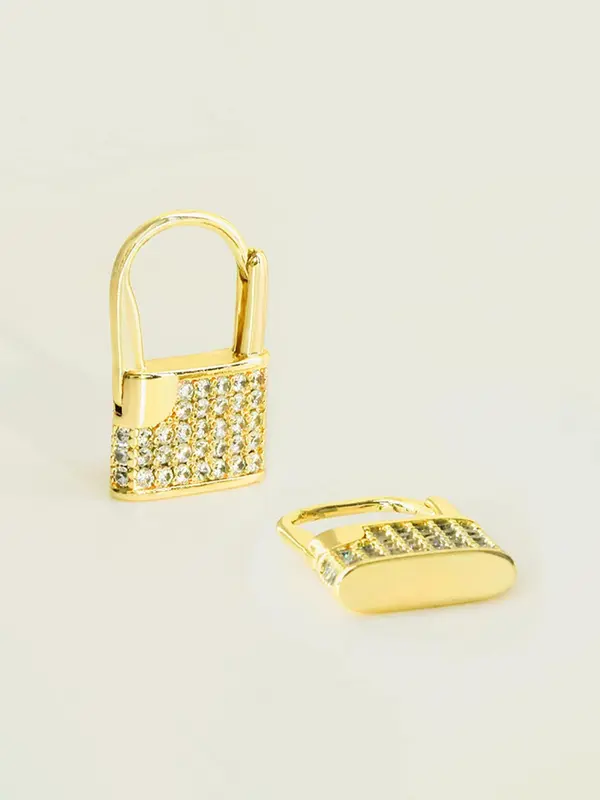 Women's Elegant Rhinestone Decorated Lock Design Earrings, Exquisite Trendy All-match Engagement Wedding Drop Earrings, Fashionable Jewelry for Women 2