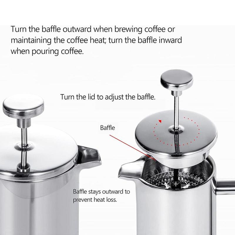 Product Introduction of Coffee Machine Brewing Pot Coffee Pot 304 Stainless Steel Double Wall Double Layer French Filter Press Pot Tea Maker 21