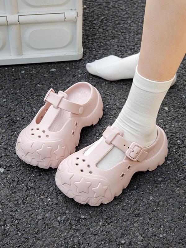 Women's Cute Star Design Platform Clogs, Casual Comfortable Home Slippers, Thick Sole Non-slip Slippers for Indoor & Outdoor Wear, Girl 2