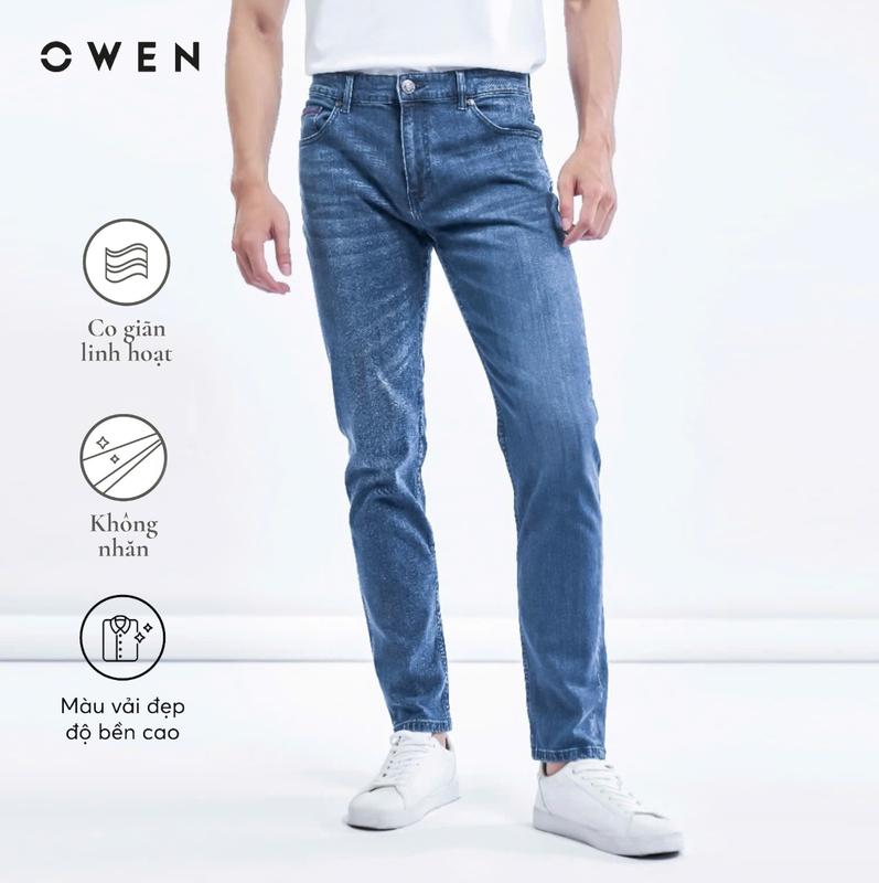 OWEN - Quần jeans nam Owen 221495 màu xanh nhạt dáng Slimfit / Quần bò nam