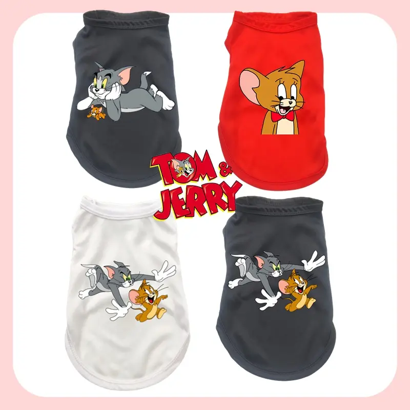 Rompi kapas untuk anjing, baju kebal untuk anjing Mini, sederhana dan besar, produk haiwan peliharaan, pakaian gaya Tom dan Jerry, baharu