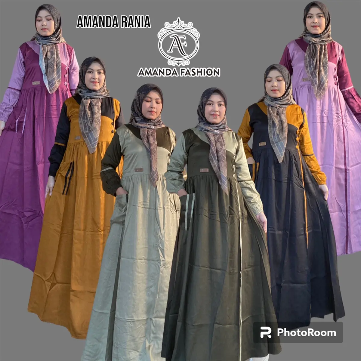Gamis Amanda Rania Rayon Twill Premium Polos Muslim Kombinasi Warna (Free  Goodie Bag & Pouch)