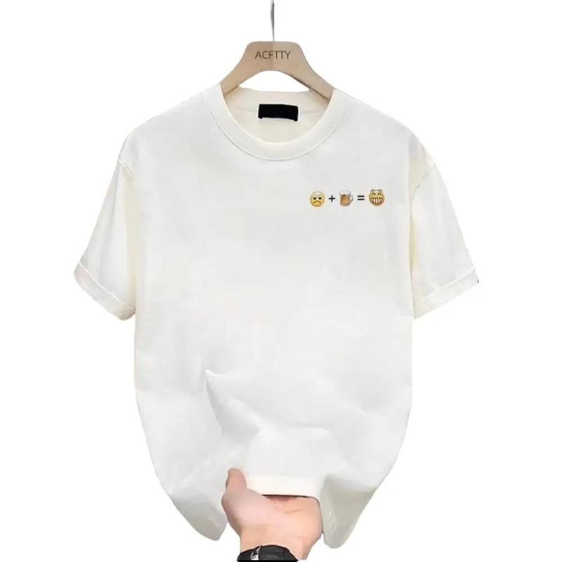 Áo Thun Nam Hoạ Tiết BUONVUI Ngắn Tay Cổ Tròn Cotton Menswear Trắng