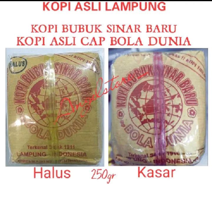Kopi Bubuk Sinar Baru cap Bola Dunia Asli Lampung 250gr. Kopi Asli Lampung Coffee
