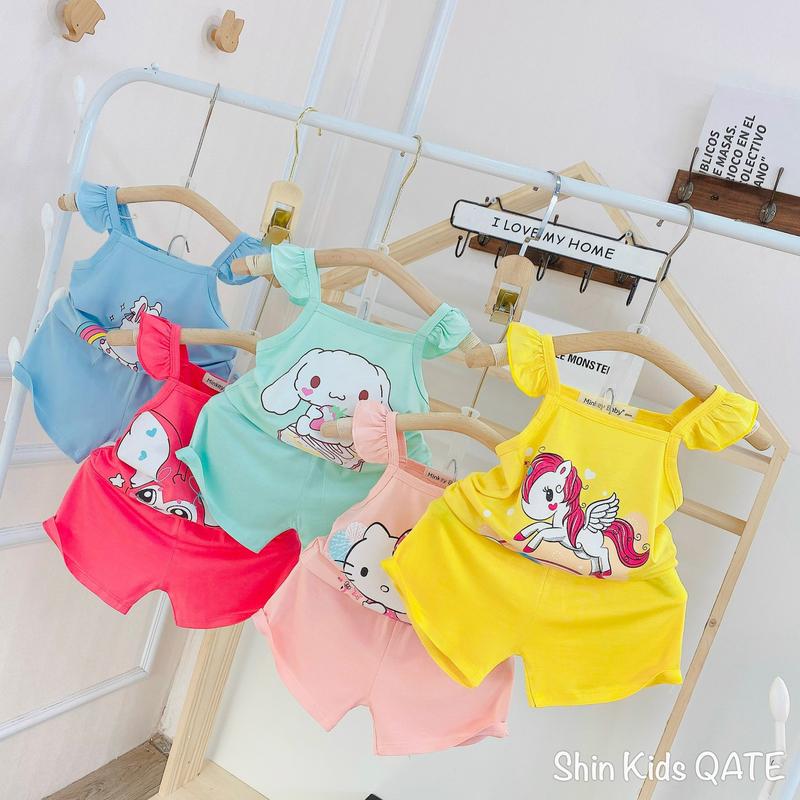 [Free Ship] Full Size (8-25kg) Set Bé Gái Áo Cánh Tiên Chất Thun Lạnh In Hình Siêu Xinh Dành Cho Bé.Đồ Ngủ Bé Gái, Đồ Mặc Nhà Cho Bé. Shin Kids Quần Áo Trẻ Em.