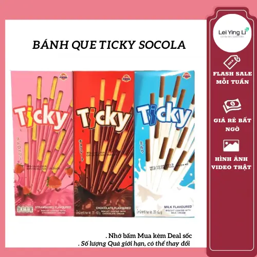 Bánh Que Ticky Socola Sữa Thái Lan (hộp 20g/ 6 que), Bánh Que Thái Lan Đủ Vị
