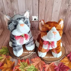 Boneka Binatang Kucing Print Lucu Bagus Ukuran M Set Hadiah Pendidikan Dolls