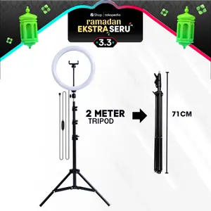 Tripod 2M PLUS Ringlight 26cm plus holder paket lengkap tripod ringlight - tripod 2.1m ringlight26cm tripod vlog
