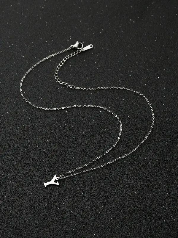 Street Style Letter Detail Pendant Necklace, Letter Charm Chain Necklace for Mom, Fashion Jewelry Accessories for Men & Women As Gift 5