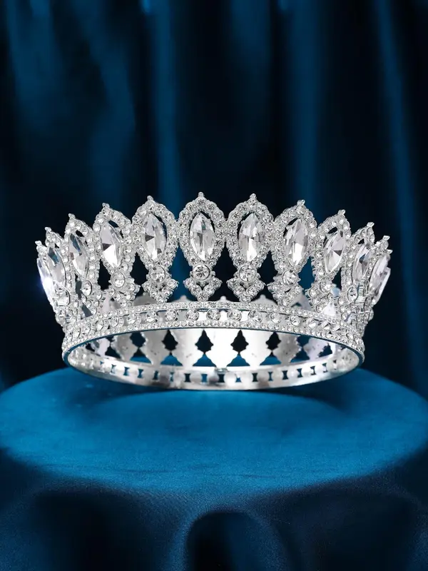 Rhinestone Decorated Crown Tiara for Wedding, Bridal Party Favor, Elegant Bridal Headwear for Wedding Bridal Party Formal Occasions 5