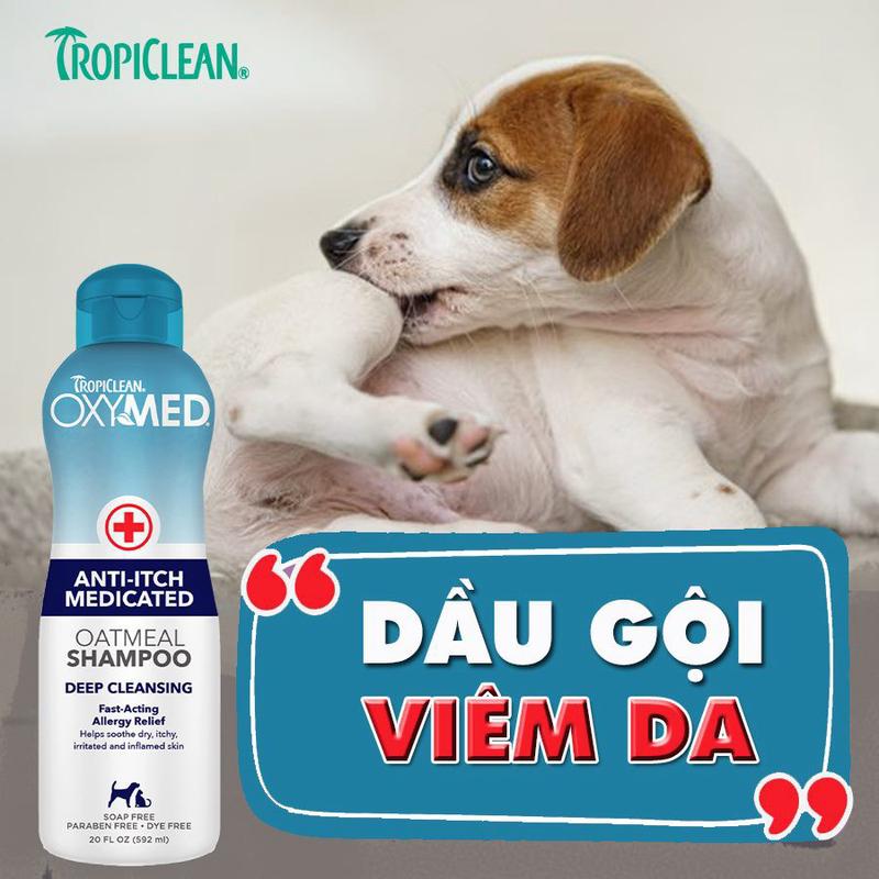 Sữa Tắm Đặc Trị Nấm Viêm Ngứa Da Chó Mèo TROPICLEAN OXYMED Anti-itch, Treatment 592ml 4