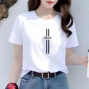 Kaos Wanita Peace Lengan Pendek Baju Kaos Wanita Cotton Combed