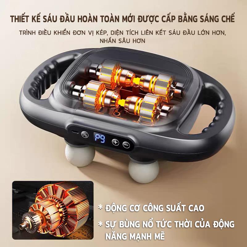 máy mát xa 6 đầu Súng Massage 6 Đầu Tần Số Cao Thư Giãn Cơ DELADEP Máy Mát Xa Diện Tích Lớn Rung Cơ Tần Số Ca 4