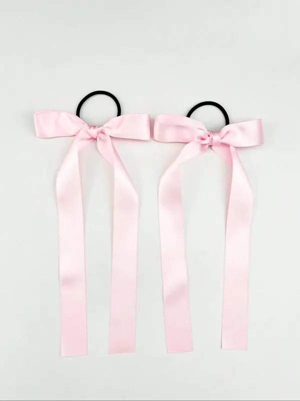Summer Cute Bowknot Design Pink Ribbon Hair Tie, 2024 New Style High Stretch Elegant Hair Tie, Casual Versatile Hair Accessories for Women & Girls 5