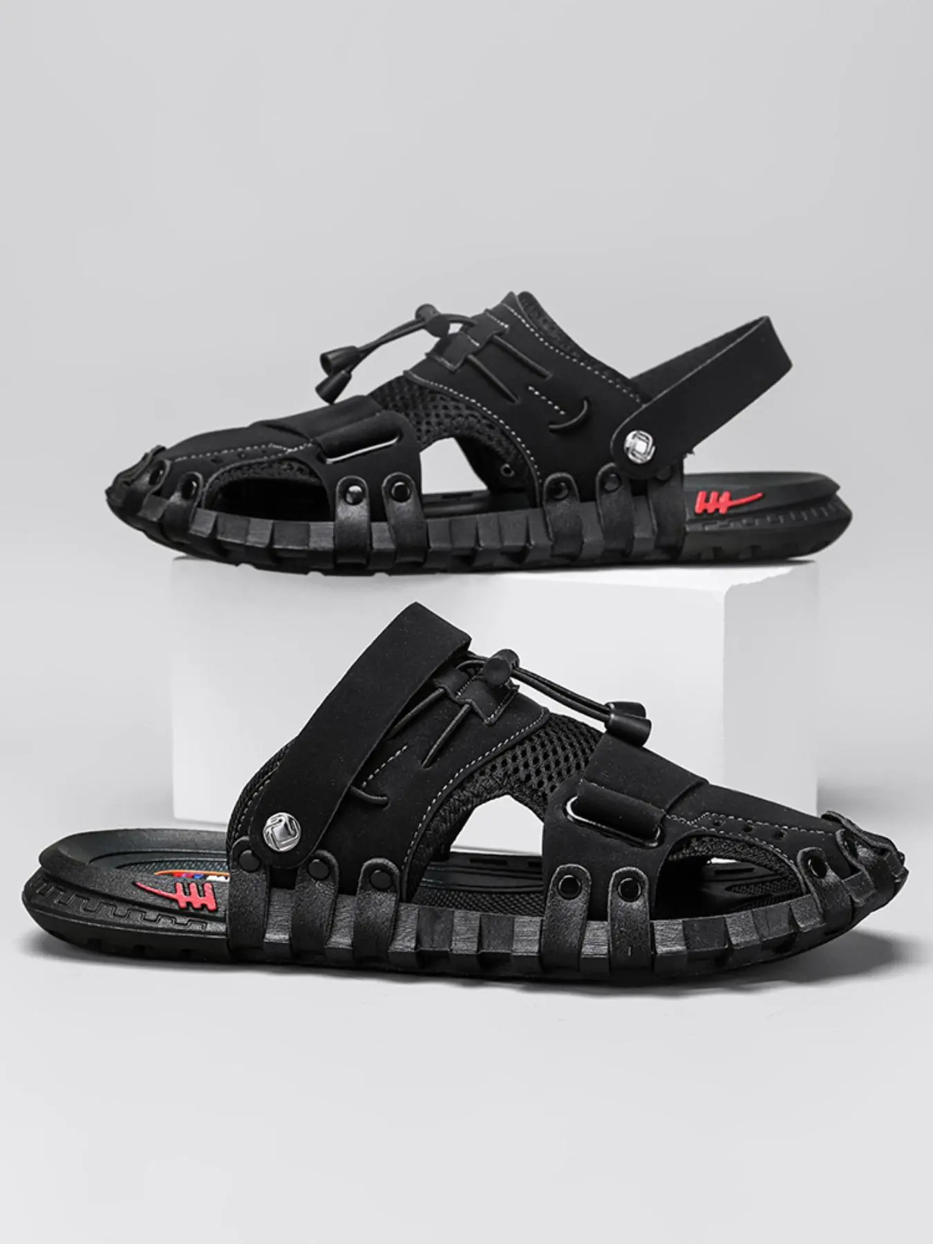Men's Casual Plain Color Sling Sandals, New Style Soft Comfortable Beach Sandals, Fashionable Barefoot Shoes for Indoor & Outdoor Wear, Boy