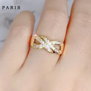 Cincin Titanium Wanita Lapis Emas Dan Permata Perhiasan Wanita Mewah Dan Kekinian 94