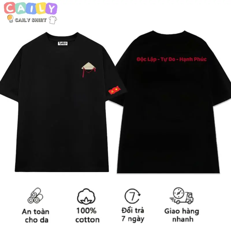 Áo thun YÊU NƯỚC in hình chữ NÓN LÁ CỜ VIỆT NAM - CỜ ĐẢNG ĐỌC LẬP TỰ DO HẠNH PHÚC Chất Cotton Co Dãn 2 Chiều Áo Phông Hàng Đẹp Cao Cấp Chuẩn Form Hottrend 2025 Top Menswear, Top Womenswear
