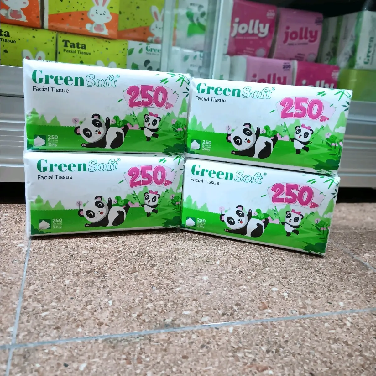 Tissue Green Soft 250 sheet(4pack)