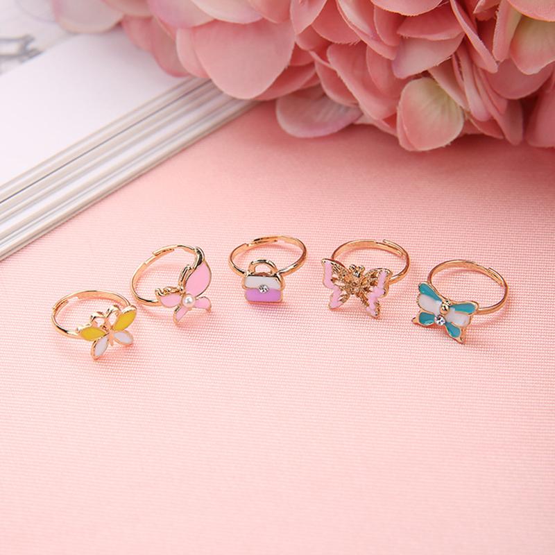 Product Introduction of 36x/Set Novelty Adjustable Cartoon Ring Flower Animal Adjustable Alloy Kids Ring 63