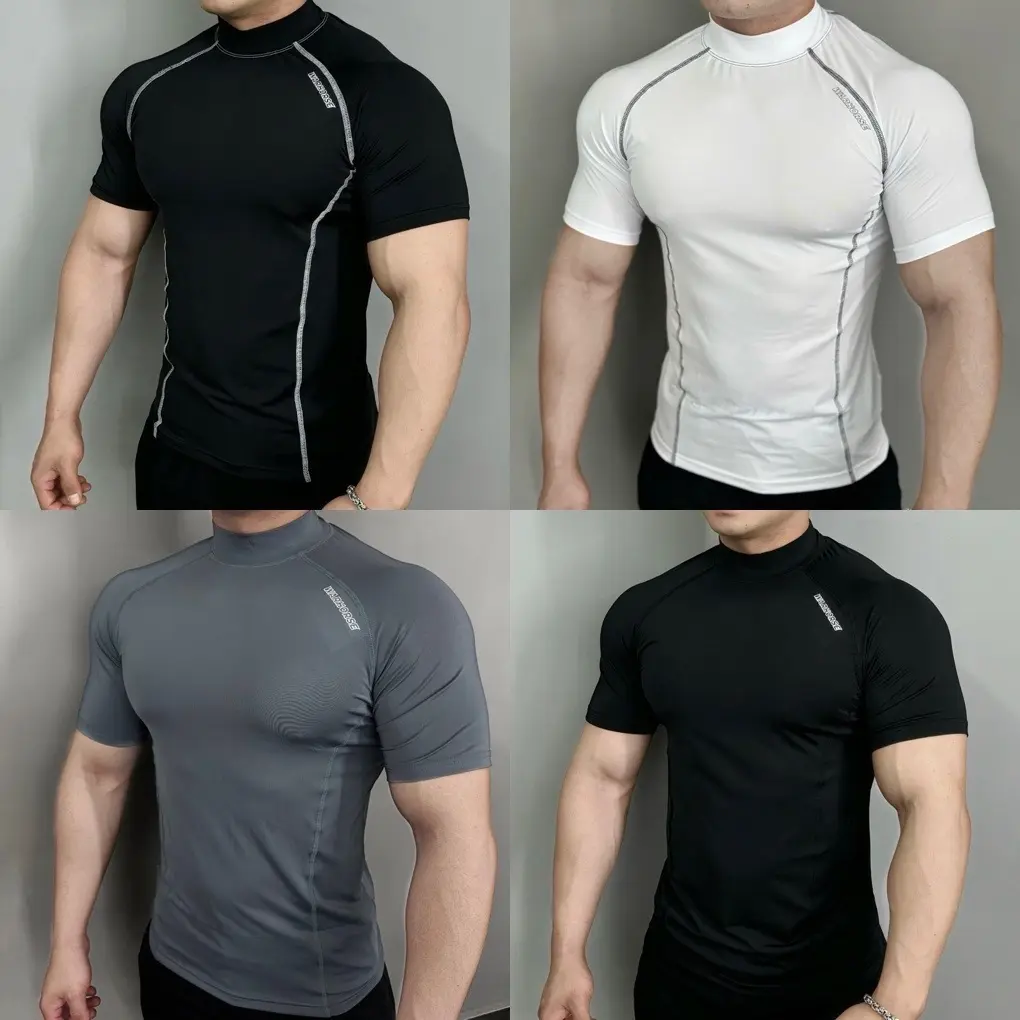 Áo cổ lọ GYM body WH,áo thun thể thao nam thoáng khí Sấy khô nhanh Thoáng khí Tập Thể Dục Tập Gym Sport Top