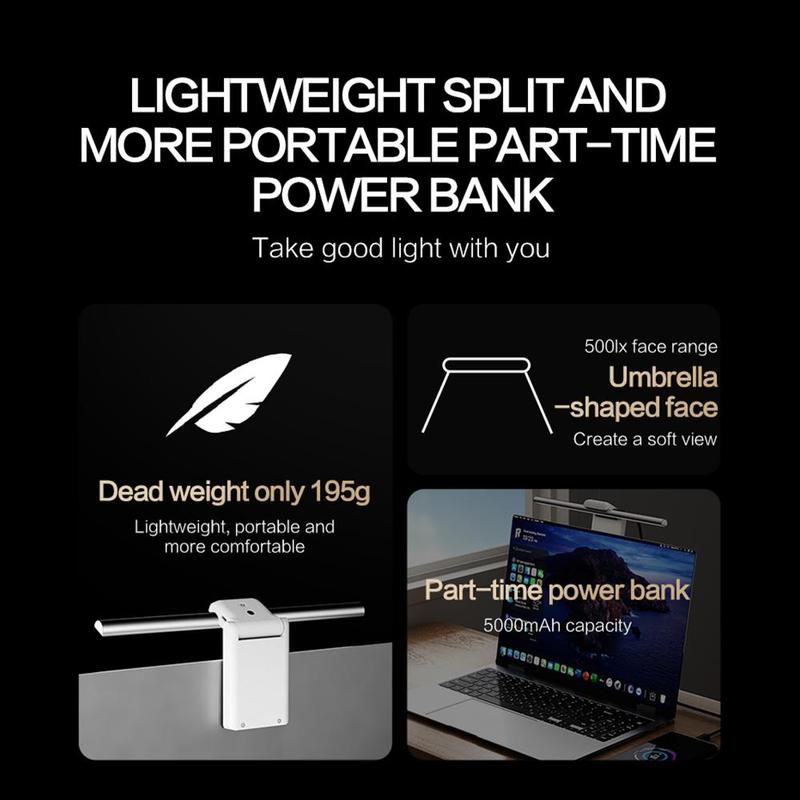 Product Introduction of Magnetic Laptop Walkman Lamp, Infrared Sensor Screen Hanging Lamp, Rechargeable Portable Eye Protective Lamp for Laptop Desktop, Lighting 6